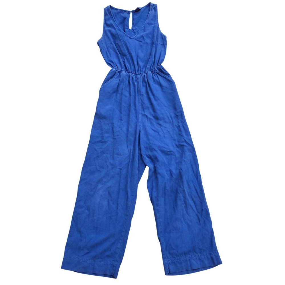 Universal Thread Blue Linen Blend Wide Leg Cutout Back Jumpsuit XS